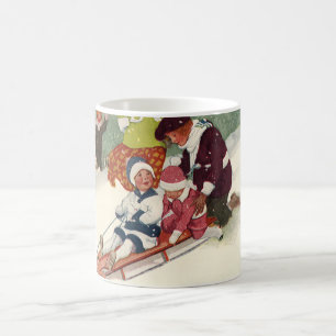 Mug Noël vintage, Enfants dormant dans la neige