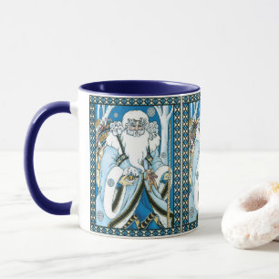 Mug Noël Vintage, Père Noël Bleu avec Snowglobe