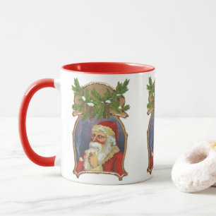 Mug Noël vintage, Père Noël victorien avec pipe