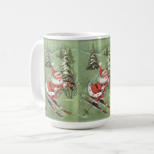 Mug Noël Vintage Santa Claus rétro sur Skis