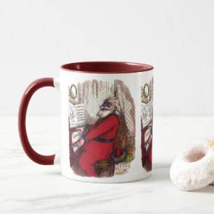 Mug Noël vintage, Thomas Nast Père Noël au piano