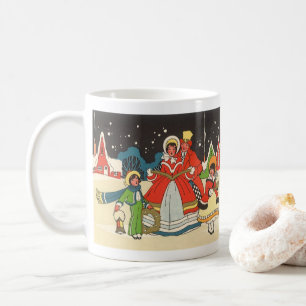 Mug Noël vintage, une famille chantant des chants de m