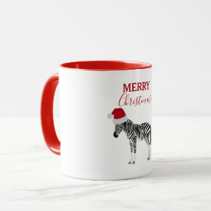 Mug Noël Zebra Funny Animal avec Santa Hat
