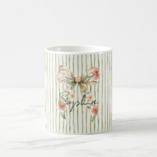 Mug Nœud floral à rayures vertes