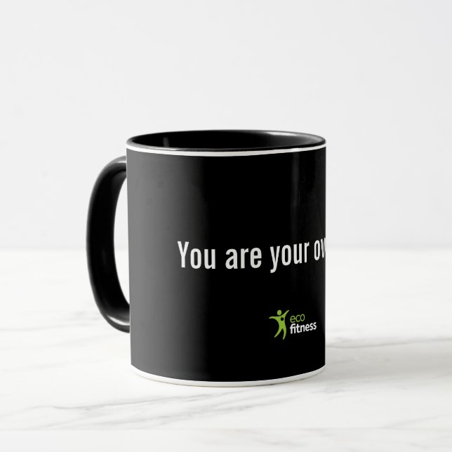 Mug noir 11 oz | Limites Eco Fitness (Devant gauche)