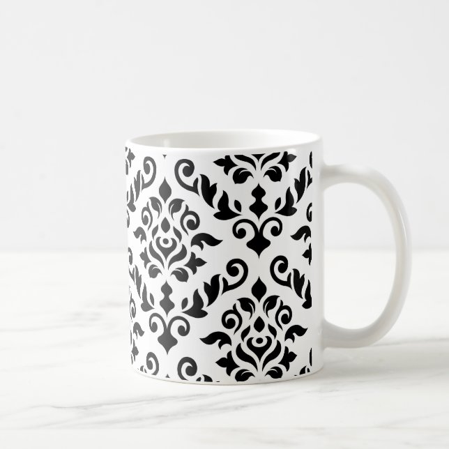Mug Noir baroque de motif de damassé sur le blanc (Droite)