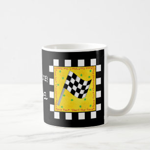 Mug Noir Blanc À damiers Nom de drapeau Personnalisé