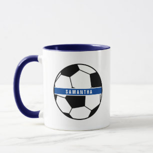 Mug Noir Blanc & Bleu Football Football Sport Monogram