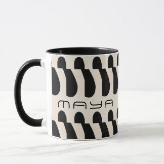 Mug Noir Blanc Grand Motif Abstrait Oblong