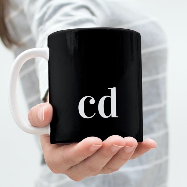 Mug Noir blanc initiales monogramme simple moderne (Créateur téléchargé)