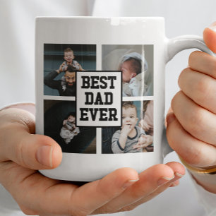 Mug Noir Blanc Meilleur Papa Jamais Photo Personnalisé