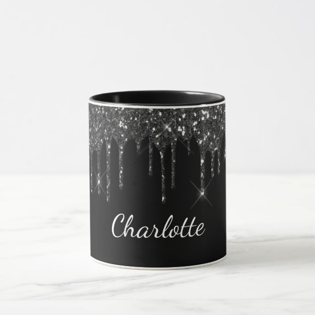 Mug Noir blanc parties scintillant goutte monogramme n (Centre)