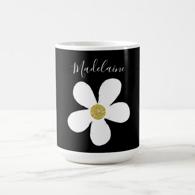 Mug Noir Blanc Simple Daisy Or Personnel (Centre)