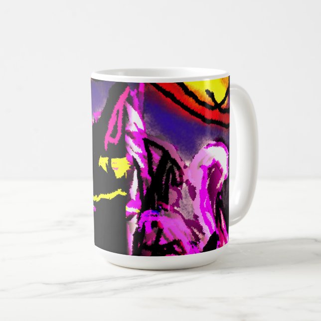 Mug Noir chat brille (Devant droit)
