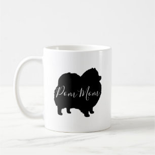 Mug Noir Chien Poméranie Silhouettes Pom Maman Person