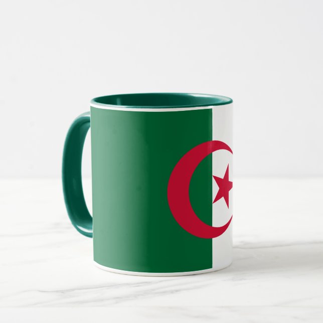 Mug noir Combo avec drapeau d'Algérie (Devant gauche)