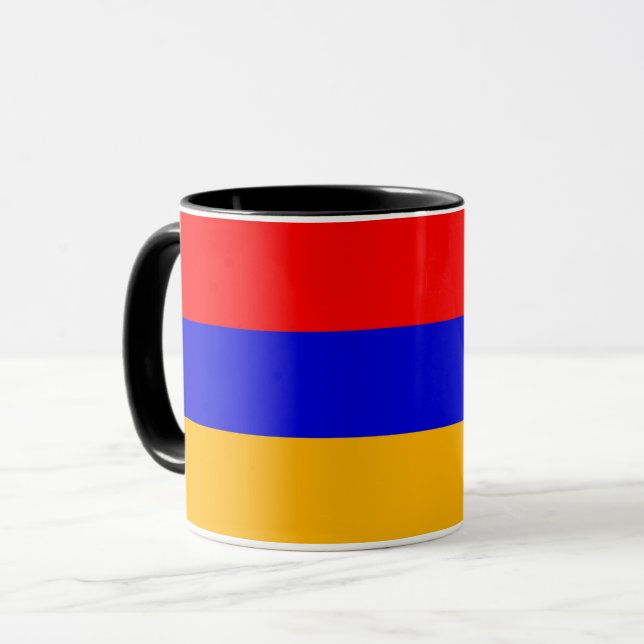 Mug noir Combo avec drapeau d'Arménie (Devant gauche)
