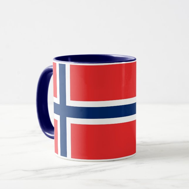 Mug noir Combo avec drapeau de la Norvège (Devant gauche)