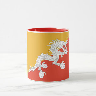 Mug noir Combo avec drapeau du Bhoutan