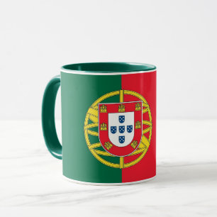 Mug noir Combo avec drapeau du Portugal