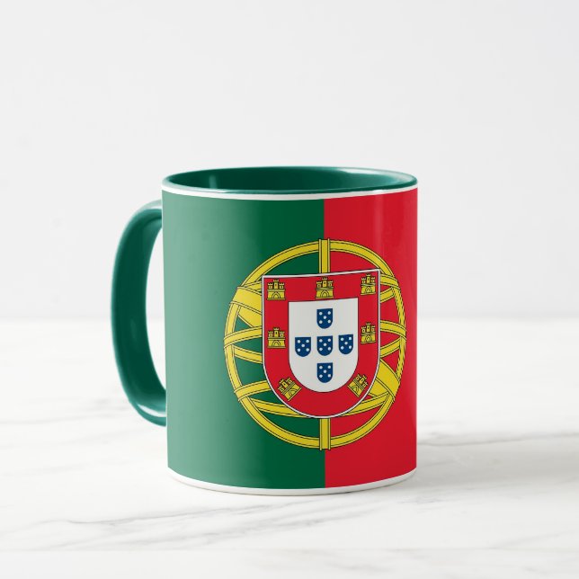 Mug noir Combo avec drapeau du Portugal (Devant gauche)