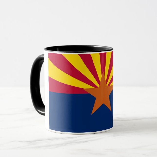 Mug noir Combo avec le drapeau de l'Arizona, USA (Devant gauche)