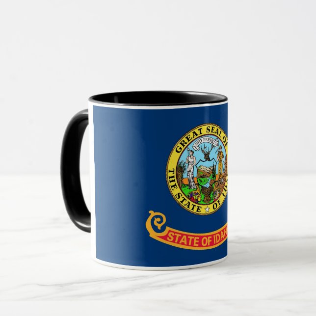 Mug noir Combo avec le drapeau de l'Idaho, USA (Devant gauche)
