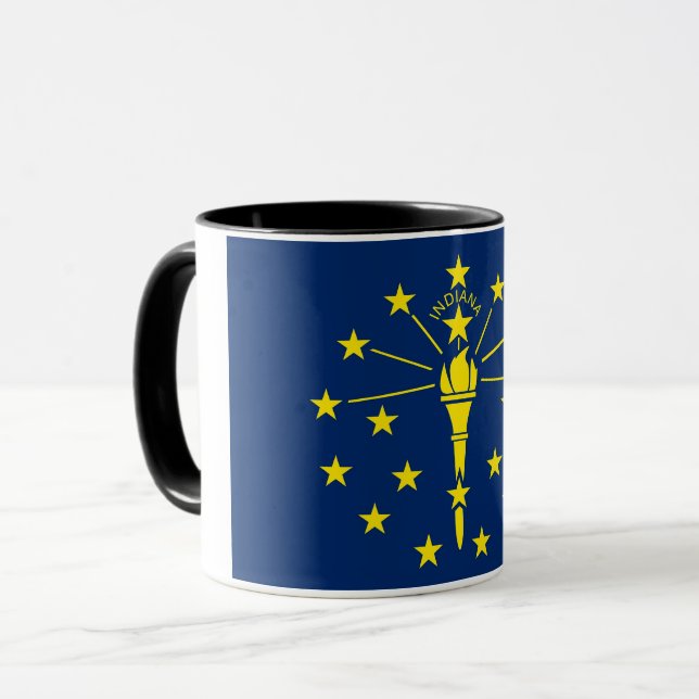Mug noir Combo avec le drapeau de l'Indiana, USA (Devant gauche)