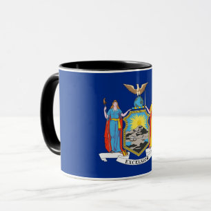 Mug noir Combo avec le drapeau de New York, USA