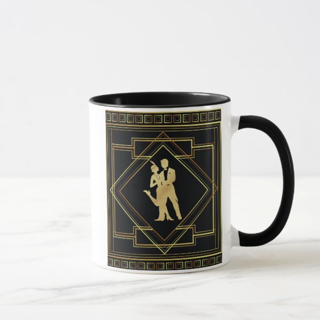 Mug Noir d'art déco et aileron d'hurlement d'années (Droite)