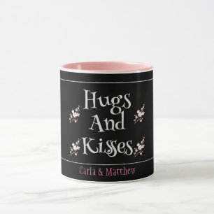 Mug noir élégant rose valentine, sucré pour couple