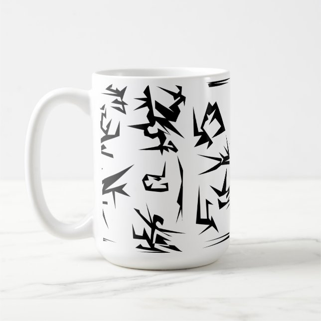 Mug Noir Et Blanc Abstrait Art Funky (Gauche)
