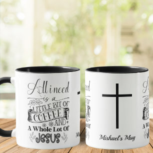Mug noir et blanc, Café & Jésus, Christian