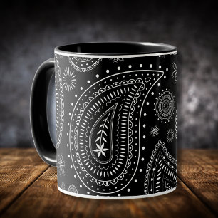 Mug Noir Et Blanc Classique Paisley Charme