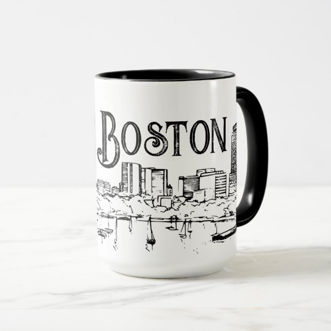 Mug noir et blanc de Boston (Devant droit)