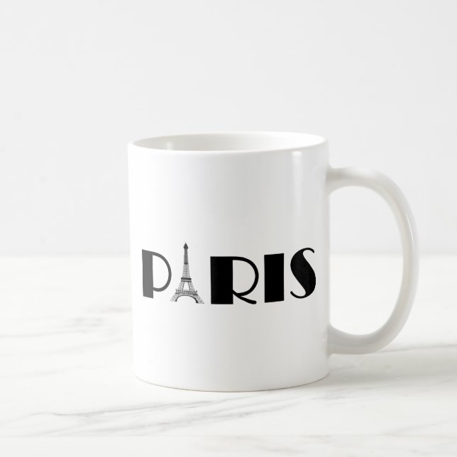 Mug Noir et blanc de Paris de Tour Eiffel (Droite)