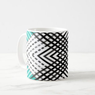 Mug Noir et blanc, gris motif géométrique, mint