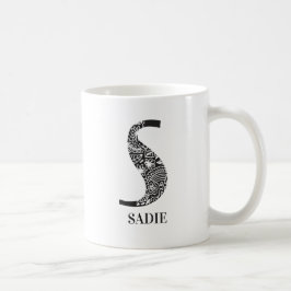 Mug Noir et blanc moderne S et nom initial