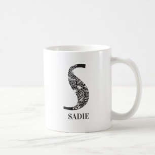 Mug Noir et blanc moderne S et nom initial