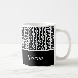 Mug Noir et blanc Personnalisé, Motif Carré rétro