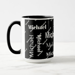 Mug Noir et blanc Répétition Premier & Nom Monogramme