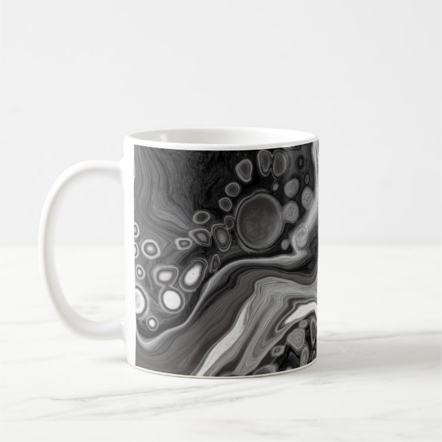 Mug Noir et Marbre blanc Digital Fluid Art (Gauche)