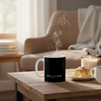 Mug Noir et monogramme personnalisé avec personnalisat
