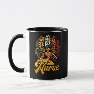 Mug Noir forte infirmière Afro Melanin Africain-Améric