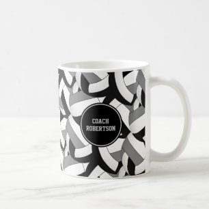 Mug noir gris couleurs de l'école volleyball entraîneu