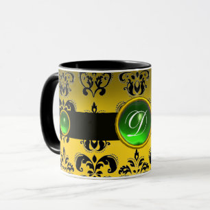 MUG NOIR JAUNE DOMMASQUE EMERALD GREEN GEM MONOGRAM