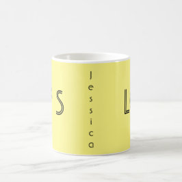 Mug Noir jaune minimaliste de "FFS" de la coutume