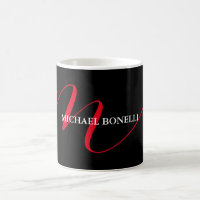 Noir moderne rouge monogramme professionnel