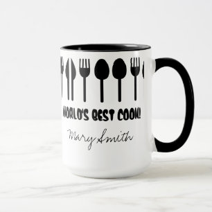 Mug Noir nommé fait sur commande du meilleur cuisinie
