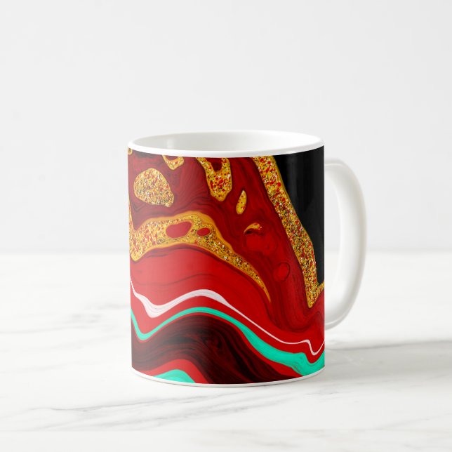 Mug Noir, Or, Bourgogne, Marbre (Devant droit)
